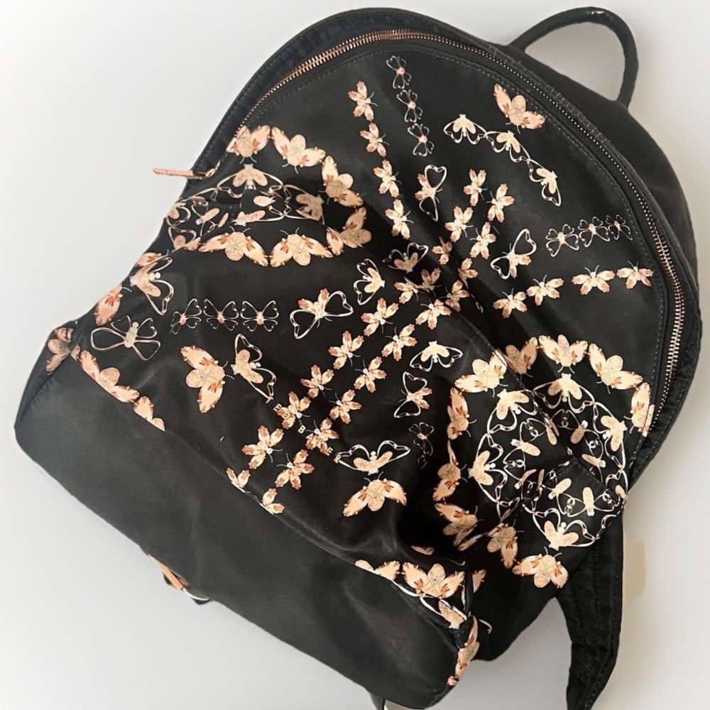 Ted Baker Black Backpack with Peach Floral Print